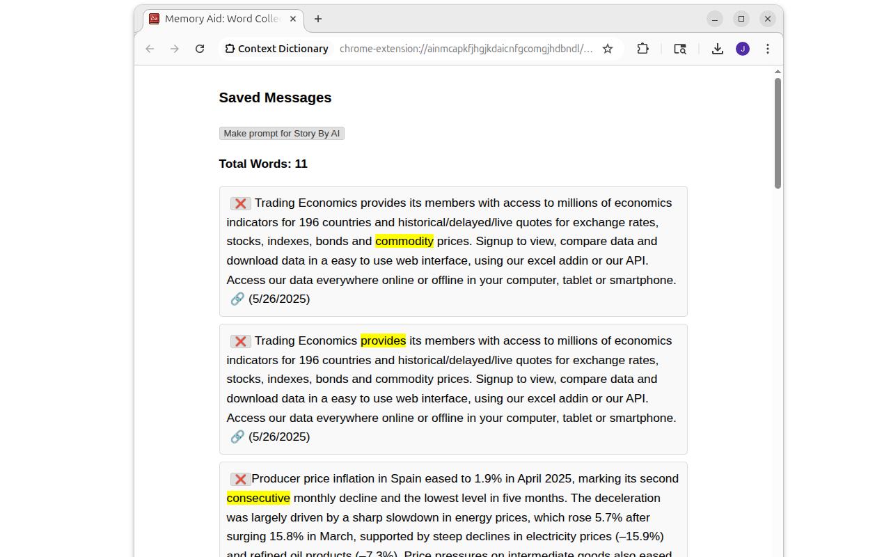 Context Dictionary Features